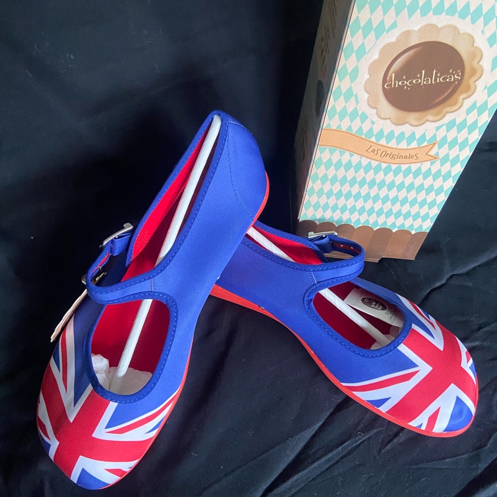 Chocolaticas Union Jack Mary Jane Flats